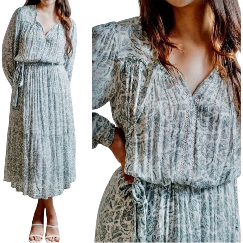 Gentle Fawn Josephine Tiered Crinkle Paisley Floral Maxi Boho dress sz M NWOT